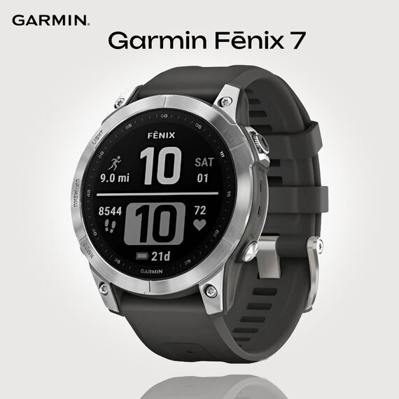 Смарт-часы Garmin Fēnix 7 Standard Edition Silver/Graphite, Версия: Standard, Размер корпуса : 47 мм, Цвет: Silver/Graphite