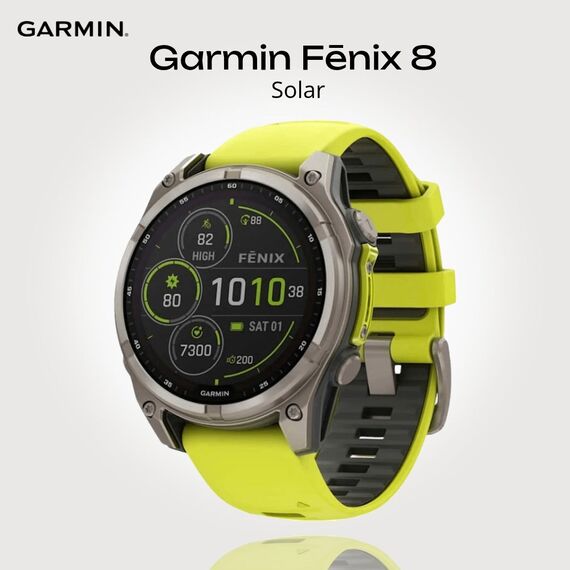 Смарт-часы Garmin Fēnix 8 Solar | 47 mm | Yellow/Graphite, Версия: Solar, Размер корпуса : 47 мм, Цвет: Yellow/Graphite