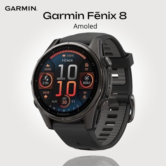 Смарт-часы Garmin Fēnix 8 Amoled | 43 mm | Black/Pebble Gray, Версия: Amoled, Размер корпуса : 43 мм, Цвет: Black/Pebble Gray