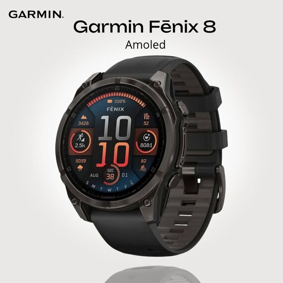 Смарт-часы Garmin Fēnix 8 Amoled | 47 mm | Black/Pebble Gray, Версия: Amoled, Размер корпуса : 47 мм, Цвет: Black/Pebble Gray