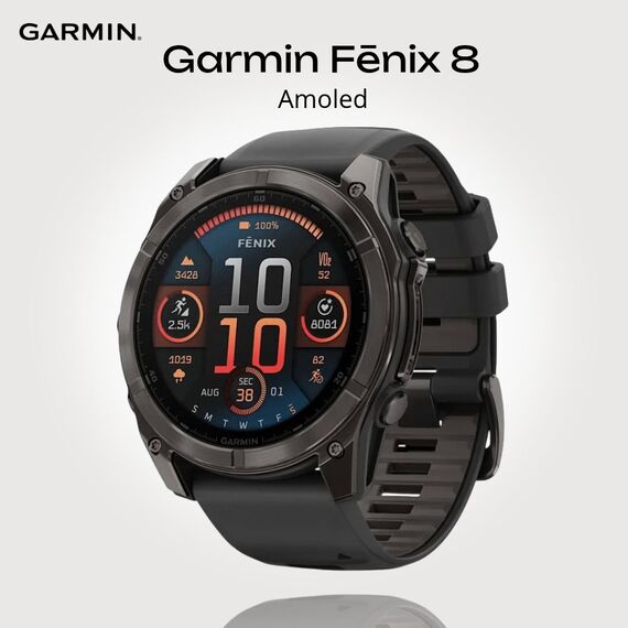 Смарт-часы Garmin Fēnix 8 Amoled | 51 mm | Black/Pebble Gray, Версия: Amoled, Размер корпуса : 51 мм, Цвет: Black/Pebble Gray