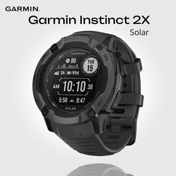 Смарт-часы Garmin Instinct 2X Solar Standard Edition Graphite, Версия: Standard, Размер корпуса : 50 мм, SOLAR (Версии с линзами для зарядки от солнечной батареи собирают солнечную энергию и продлевают срок службы батареи.): Да, Цвет: Graphite