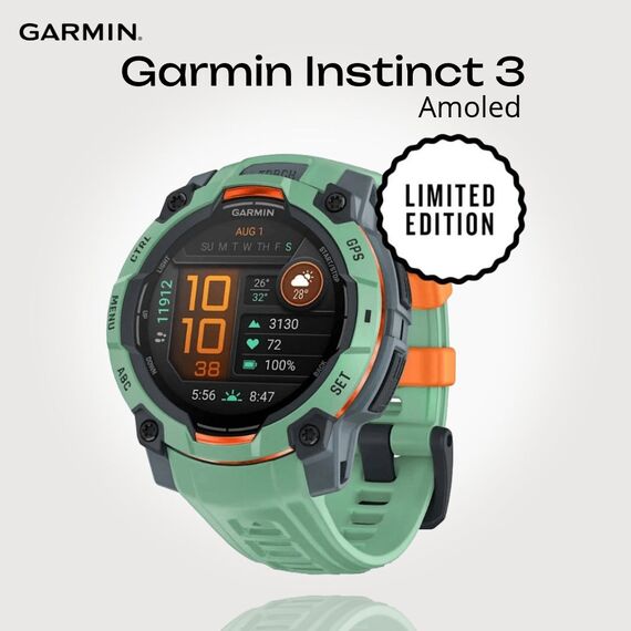 Смарт-часы Garmin Instinct 3 Amoled | 45 mm | Neo Tropic with Neo Tropic Band, Версия: Instinct 3 Amoled, Размер корпуса : 45 мм, Цвет: Neo Tropic