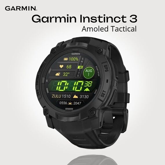 Смарт-часы Instinct 3 Amoled, Tactical 50 mm Black with Black Band