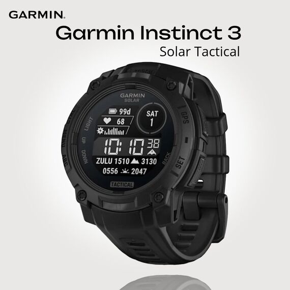 Смарт-часы Instinct 3 Solar, Tactical 45 mm Black with Black Band