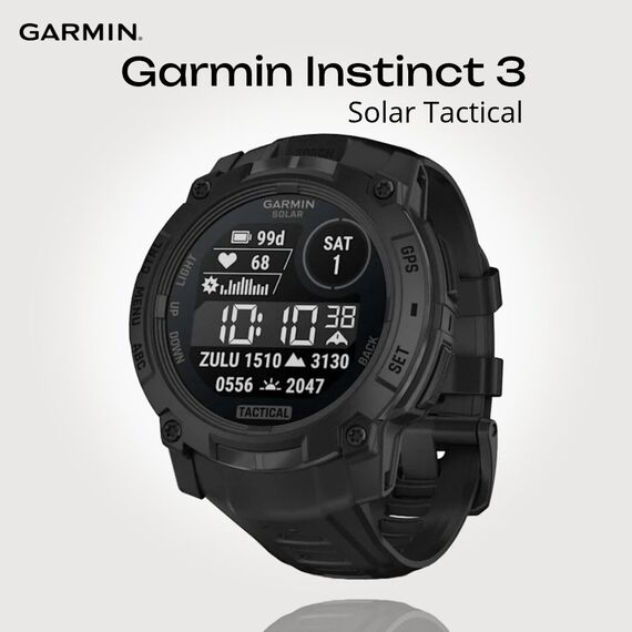 Смарт-часы Instinct 3 Solar, Tactical 50 mm Black with Black Band