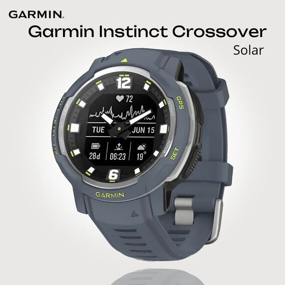 Смарт-часы Garmin Instinct Crossover Standard Edition Blue Granite, Версия: Standard, SOLAR (Версии с линзами для зарядки от солнечной батареи собирают солнечную энергию и продлевают срок службы батареи.): Нет, Цвет: Blue Granite