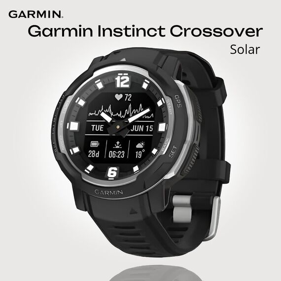 Смарт-часы Garmin Instinct Crossover Standard Edition Black, Версия: Standard, SOLAR (Версии с линзами для зарядки от солнечной батареи собирают солнечную энергию и продлевают срок службы батареи.): Нет, Цвет: Black