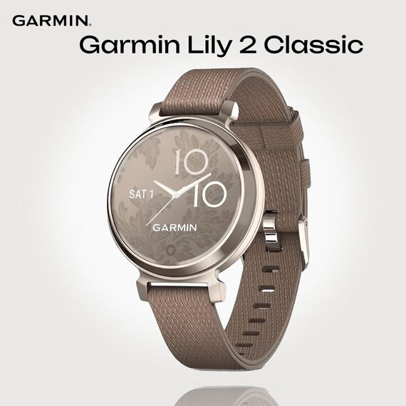 Смарт-часы Garmin Lily 2 Classic Cream Gold/Coffee Nylon, Модель: Classic, Цвет: Cream Gold/Coffee Nylon
