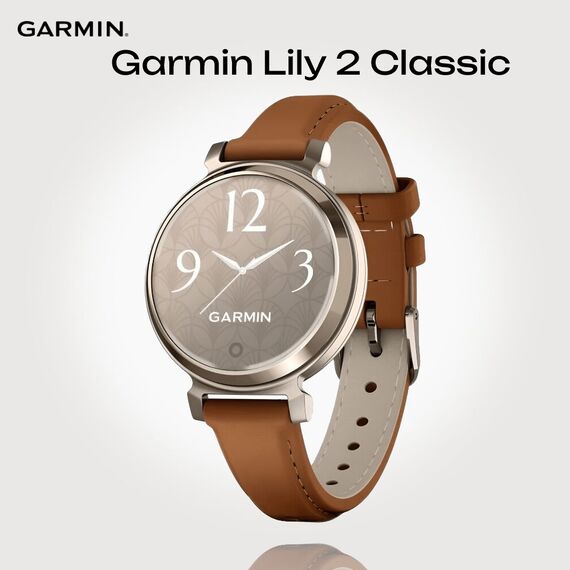 Смарт-часы Garmin Lily 2 Classic Cream Gold/Tan Leather, Модель: Classic, Цвет: Cream Gold/Tan Leather
