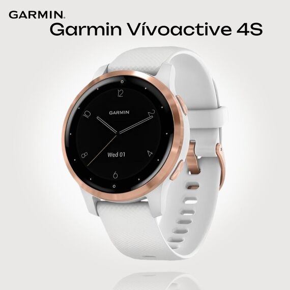 Смарт-часы Garmin Vívoactive 4S Rose Gold Stainless Steel Bezel/White, Размер корпуса : 40 мм, Цвет: White
