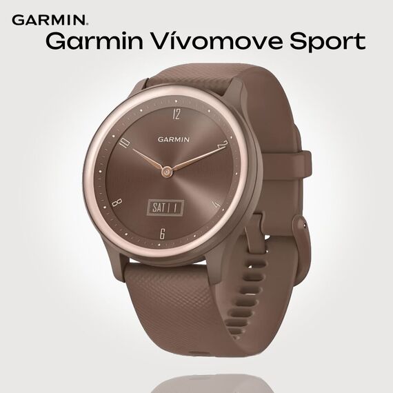 Смарт-часы Garmin Vívomove Sport Cocoa Case/Peach Gold Accents, Версия: Vívomove Sport, Цвет: Cocoa Case/Peach Gold Accents