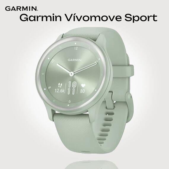 Смарт-часы Garmin Vívomove Sport Cool Mint Case/Silver Accents, Версия: Vívomove Sport, Цвет: Mint Case/Silver Accents