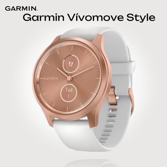Смарт-часы Garmin Vívomove Style Rose Gold Aluminum Case/White, Версия: Vívomove Style, Цвет: Rose Gold Aluminum Case/White