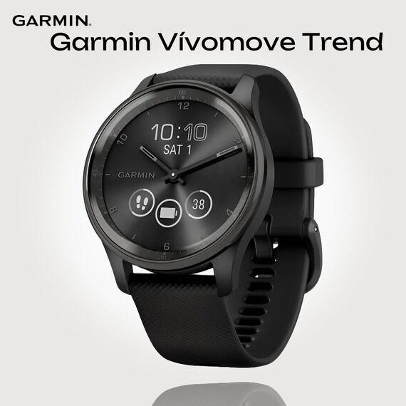 Смарт-часы Garmin Vívomove Trend Slate Stainless Steel Bezel/Black, Версия: Vívomove Trend, Цвет: Slate Stainless Steel Bezel/Black
