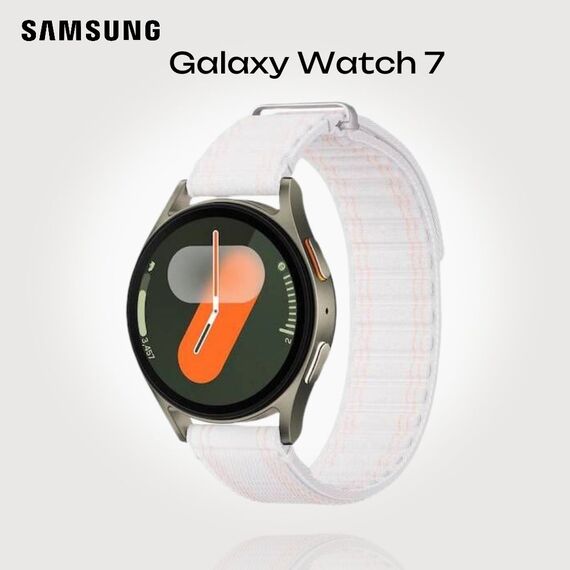 Samsung Galaxy Watch 7 | 40 mm | 4G LTE | Green | Fabric/Pink White | S/M, Размер ремешка : S/M, Цвет ремешка: Pink White, Тип ремешка : Fabric, Размер корпуса : 40 мм, Цвет: Green, Подключение часов : Bluetooth / Wi-Fi + 4G LTE