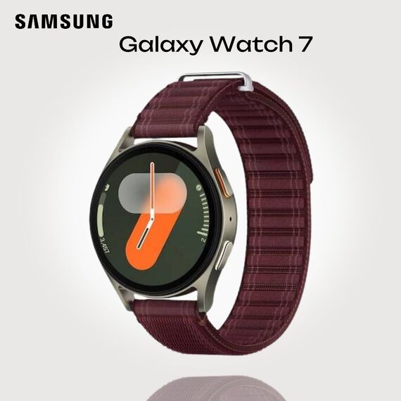 Samsung Galaxy Watch 7 | 40 mm | 4G LTE | Green | Fabric/Wine | S/M, Размер ремешка : S/M, Цвет ремешка: Wine, Тип ремешка : Fabric, Размер корпуса : 40 мм, Цвет: Green, Подключение часов : Bluetooth / Wi-Fi + 4G LTE