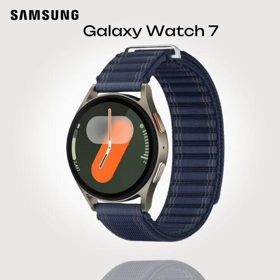 Samsung Galaxy Watch 7 | 40 mm | Green | Fabric/Navy | M/L, Размер ремешка : M/L, Цвет ремешка: Navy, Тип ремешка : Fabric, Размер корпуса : 40 мм, Цвет: Green, Подключение часов : Bluetooth / Wi-Fi