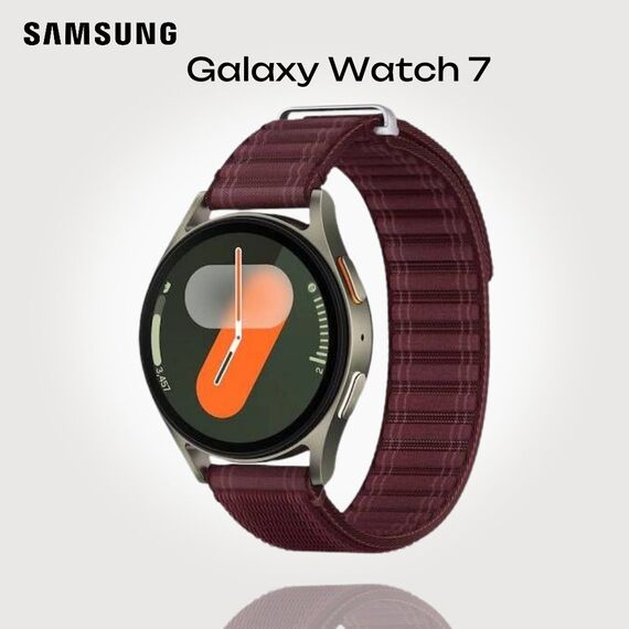 Samsung Galaxy Watch 7 | 40 mm | Green | Fabric/Wine | S/M, Размер ремешка : S/M, Цвет ремешка: Wine, Тип ремешка : Fabric, Размер корпуса : 40 мм, Цвет: Green, Подключение часов : Bluetooth / Wi-Fi