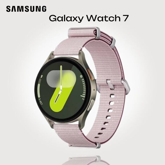 Samsung Galaxy Watch 7 | 44 mm | Green | Athleisure/Pink | S/M, Размер ремешка : S/M, Цвет ремешка: Pink, Тип ремешка : Athleisure, Размер корпуса : 44 мм, Цвет: Green, Подключение часов : Bluetooth / Wi-Fi