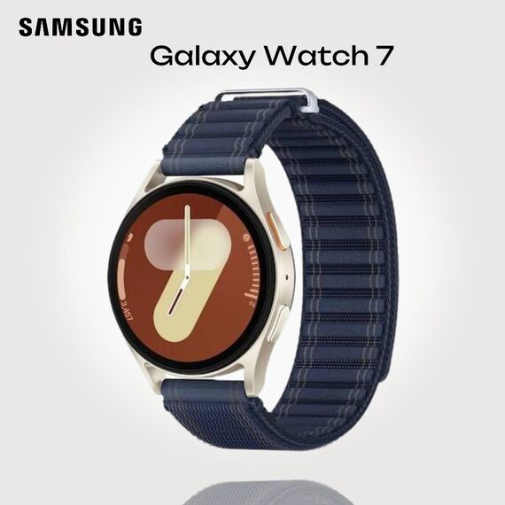 Samsung Galaxy Watch 7 | 40 mm | Cream | Fabric/Navy | M/L, Размер ремешка : M/L, Цвет ремешка: Navy, Тип ремешка : Fabric, Размер корпуса : 40 мм, Цвет: Cream, Подключение часов : Bluetooth / Wi-Fi