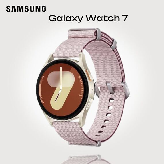 Samsung Galaxy Watch 7 | 40 mm | 4G LTE | Cream | Athleisure/Pink | S/M, Размер ремешка : S/M, Цвет ремешка: Pink, Тип ремешка : Athleisure, Размер корпуса : 40 мм, Цвет: Cream, Подключение часов : Bluetooth / Wi-Fi + 4G LTE