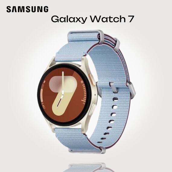 Samsung Galaxy Watch 7 | 40 mm | Cream | Athleisure/Sky Blue | M/L, Размер ремешка : M/L, Цвет ремешка: Sky Blue, Тип ремешка : Athleisure, Размер корпуса : 40 мм, Цвет: Cream, Подключение часов : Bluetooth / Wi-Fi