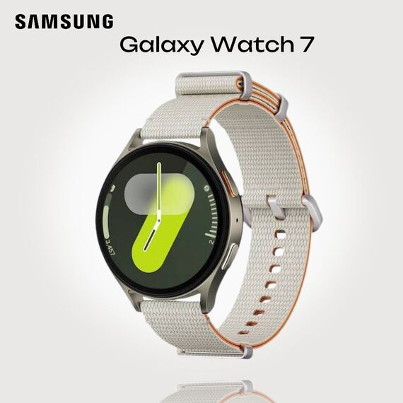 Samsung Galaxy Watch 7 | 44 mm | 4G LTE | Green | Athleisure/Cream | S/M, Размер ремешка : S/M, Цвет ремешка: Cream, Тип ремешка : Athleisure, Размер корпуса : 44 мм, Цвет: Green, Подключение часов : Bluetooth / Wi-Fi + 4G LTE