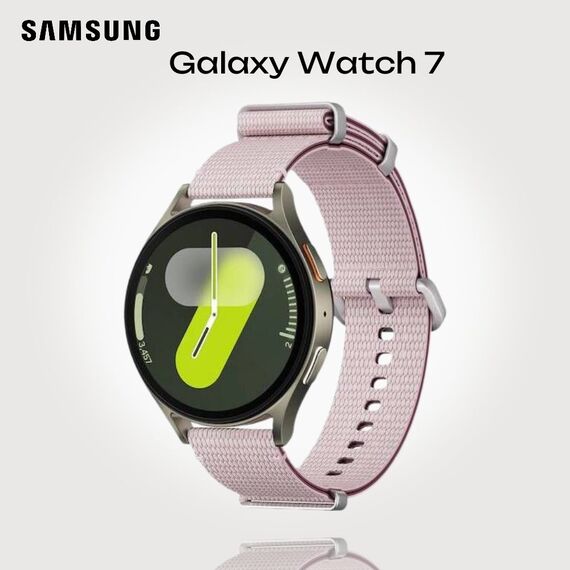 Samsung Galaxy Watch 7 | 44 mm | 4G LTE | Green | Athleisure/Pink | S/M, Размер ремешка : S/M, Цвет ремешка: Pink, Тип ремешка : Athleisure, Размер корпуса : 44 мм, Цвет: Green, Подключение часов : Bluetooth / Wi-Fi + 4G LTE