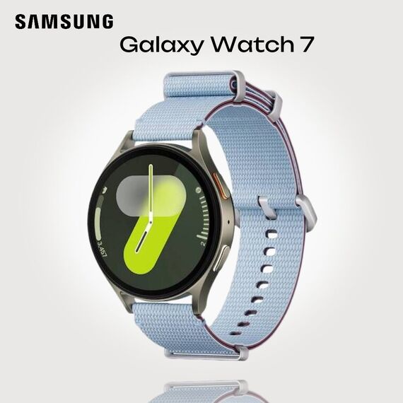 Samsung Galaxy Watch 7 | 44 mm | 4G LTE | Green | Athleisure/Sky Blue | M/L, Размер ремешка : M/L, Цвет ремешка: Sky Blue, Тип ремешка : Athleisure, Размер корпуса : 44 мм, Цвет: Green, Подключение часов : Bluetooth / Wi-Fi + 4G LTE