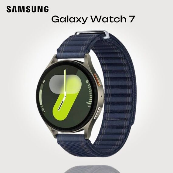 Samsung Galaxy Watch 7 | 44 mm | 4G LTE | Green | Fabric/Navy | M/L, Размер ремешка : M/L, Цвет ремешка: Navy, Тип ремешка : Fabric, Размер корпуса : 44 мм, Цвет: Green, Подключение часов : Bluetooth / Wi-Fi + 4G LTE