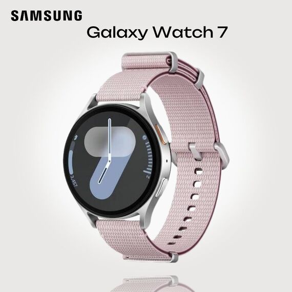 Samsung Galaxy Watch 7 | 44 mm | 4G LTE | Silver | Athleisure/Pink | S/M, Размер ремешка : S/M, Цвет ремешка: Pink, Тип ремешка : Athleisure, Размер корпуса : 44 мм, Цвет: Silver, Подключение часов : Bluetooth / Wi-Fi + 4G LTE