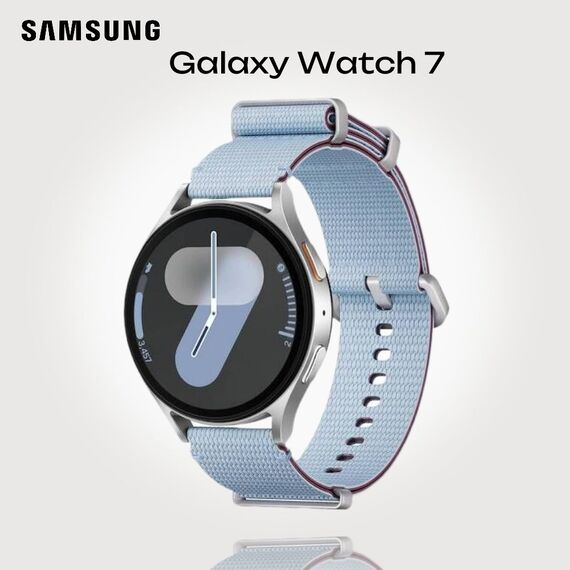 Samsung Galaxy Watch 7 | 44 mm | 4G LTE | Silver | Athleisure/Sky Blue | M/L, Размер ремешка : M/L, Цвет ремешка: Sky Blue, Тип ремешка : Athleisure, Размер корпуса : 44 мм, Цвет: Silver, Подключение часов : Bluetooth / Wi-Fi + 4G LTE