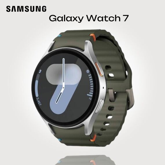 Samsung Galaxy Watch 7 | 44 mm | 4G LTE | Silver | Sport/Green | S/M, Размер ремешка : S/M, Цвет ремешка: Green, Тип ремешка : Sport, Размер корпуса : 44 мм, Цвет: Silver, Подключение часов : Bluetooth / Wi-Fi + 4G LTE