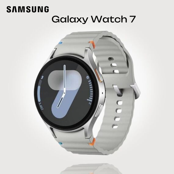 Samsung Galaxy Watch 7 | 44 mm | Silver | Sport/Silver | M/L, Размер ремешка : M/L, Цвет ремешка: Silver, Тип ремешка : Sport, Размер корпуса : 44 мм, Цвет: Silver, Подключение часов : Bluetooth / Wi-Fi