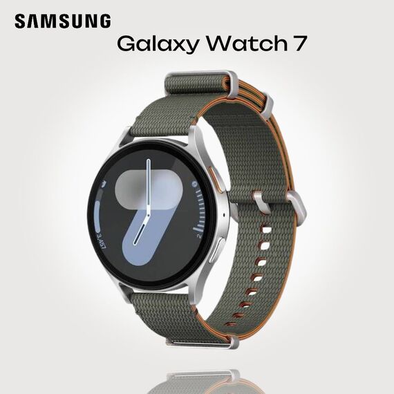 Samsung Galaxy Watch 7 | 44 mm | Silver | Athleisure/Green | S/M, Размер ремешка : S/M, Цвет ремешка: Green, Тип ремешка : Athleisure, Размер корпуса : 44 мм, Цвет: Silver, Подключение часов : Bluetooth / Wi-Fi