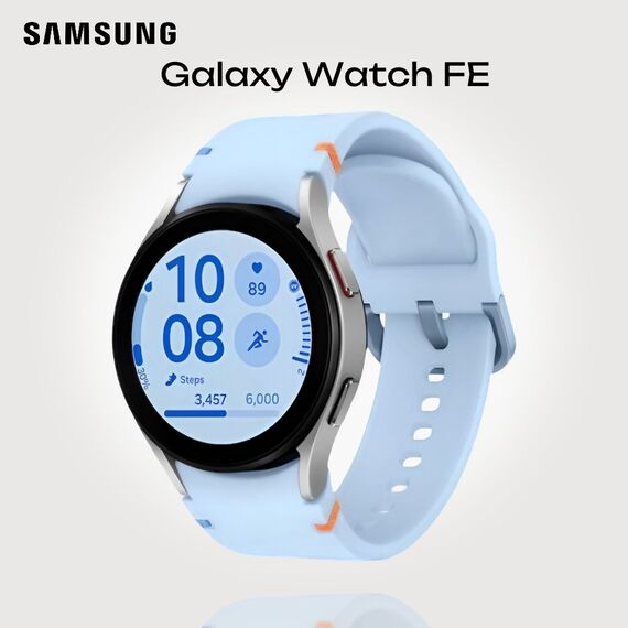 Galaxy Watch FE | 40 mm | Silver | Sport/Sky Blue, Цвет ремешка: Sky Blue, Размер корпуса : 40 мм, Цвет: Silver, Подключение часов : Bluetooth / Wi-Fi