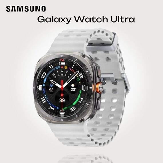 Galaxy Watch Ultra | 47 mm | Titanium Silver | Marine/White, Размер ремешка : M/L, Цвет ремешка: White, Тип ремешка : Marine, Размер корпуса : 47 мм, Цвет: Titanium Silver, Подключение часов : Bluetooth / Wi-Fi + 4G LTE