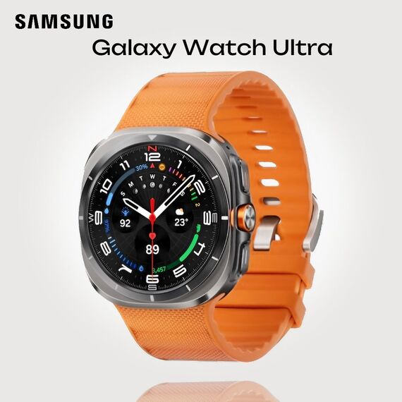 Galaxy Watch Ultra | 47 mm | Titanium Silver | Peakform/Orange, Размер ремешка : M/L, Цвет ремешка: Orange, Тип ремешка : Peakform, Размер корпуса : 47 мм, Цвет: Titanium Silver, Подключение часов : Bluetooth / Wi-Fi + 4G LTE