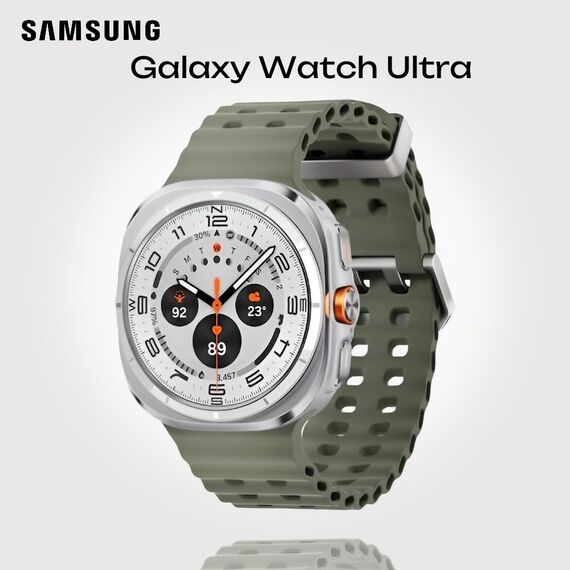 Galaxy Watch Ultra | 47 mm | Titanium White | Marine/Green, Размер ремешка : M/L, Цвет ремешка: Green, Тип ремешка : Marine, Размер корпуса : 47 мм, Цвет: Titanium White, Подключение часов : Bluetooth / Wi-Fi + 4G LTE