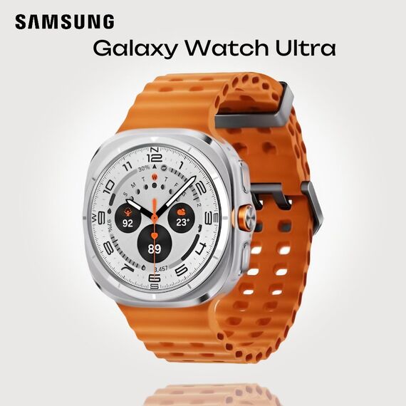 Galaxy Watch Ultra | 47 mm | Titanium White | Marine/Orange, Размер ремешка : M/L, Цвет ремешка: Orange, Тип ремешка : Marine, Размер корпуса : 47 мм, Цвет: Titanium White, Подключение часов : Bluetooth / Wi-Fi + 4G LTE