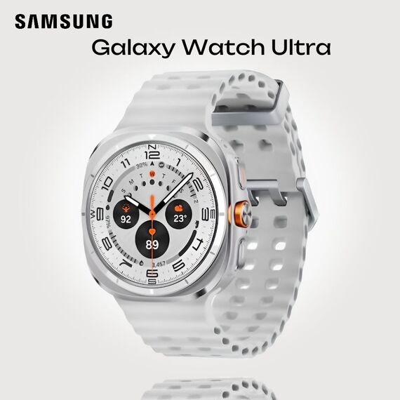 Galaxy Watch Ultra | 47 mm | Titanium White | Marine/White, Размер ремешка : M/L, Цвет ремешка: White, Тип ремешка : Marine, Размер корпуса : 47 мм, Цвет: Titanium White, Подключение часов : Bluetooth / Wi-Fi + 4G LTE