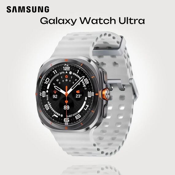 Galaxy Watch Ultra | 47 mm | Titanium Gray | Marine/White, Размер ремешка : M/L, Цвет ремешка: White, Тип ремешка : Marine, Размер корпуса : 47 мм, Цвет: Titanium Gray, Подключение часов : Bluetooth / Wi-Fi + 4G LTE, изображение 2