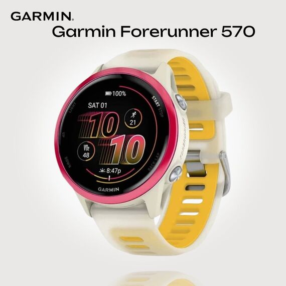 Смарт-часы Garmin Forerunner 570 | 42 mm | Bone/Mango, Размер корпуса : 42 мм, Цвет: Bone/Mango