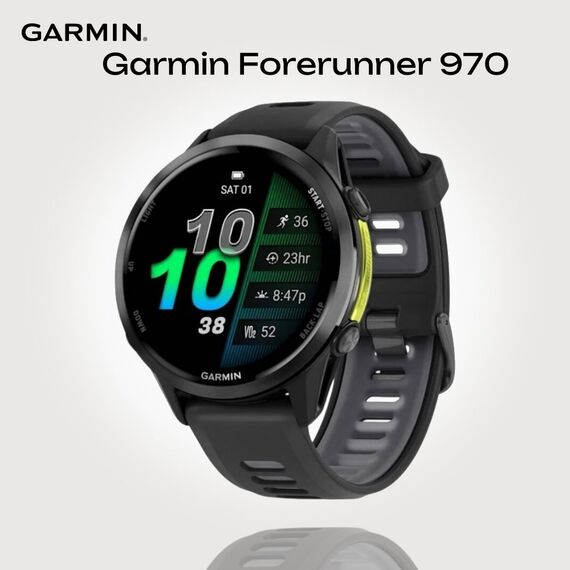 Смарт-часы Garmin Forerunner 970 Carbon Gray DLC Titanium/Black, Цвет: Black