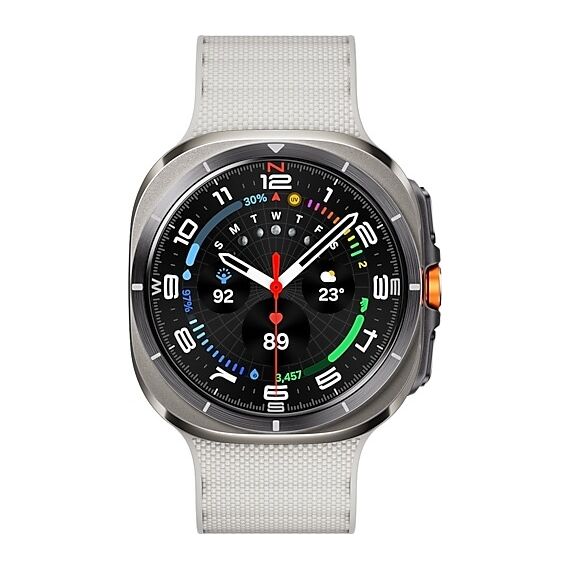 Galaxy Watch Ultra 2025 | 47 мм | 4G LTE | Titanium Silver | Peakform/White Sand | S/M/L, Тип ремешка : Peakform, Цвет: Titanium Silver, Цвет ремешка: White Sand, Размер ремешка : S/M/L, Подключение часов : Bluetooth / Wi-Fi + 4G LTE, изображение 3 Galaxy Watch Ultra 2025 | 47 мм | 4G LTE | Titanium Silver | Peakform/White Sand | S/M/L, Тип ремешка : Peakform, Цвет: Titanium Silver, Цвет ремешка: White Sand, Размер ремешка : S/M/L, Подключение часов : Bluetooth / Wi-Fi + 4G LTE, изображение 3