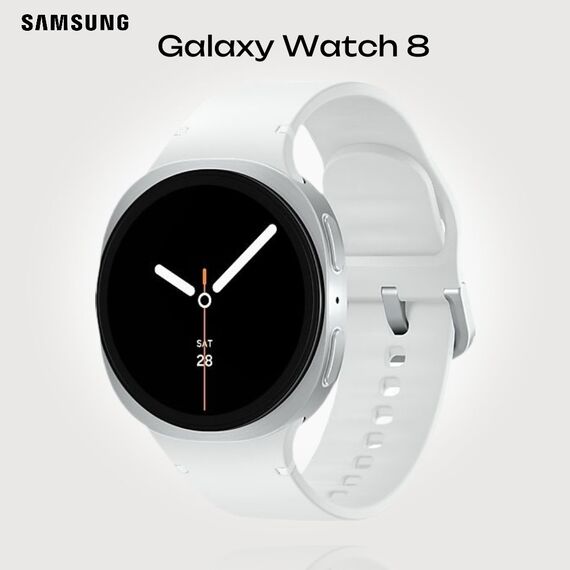 Galaxy Watch 8 | 44 мм | Silver | Sport/White | S/M, Тип ремешка : Sport, Размер корпуса : 44 мм, Цвет: Silver, Цвет ремешка: White, Размер ремешка : S/M, Подключение часов : Bluetooth / Wi-Fi