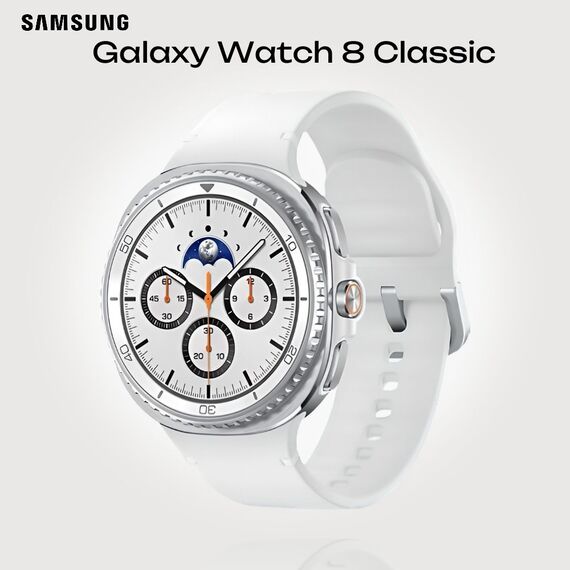 Galaxy Watch 8 Classic | 46 мм | 4G LTE | White | Sport/White | S/M, Тип ремешка : Sport, Размер корпуса : 46 мм, Цвет: White, Цвет ремешка: White, Размер ремешка : S/M, Подключение часов : Bluetooth / Wi-Fi + 4G LTE
