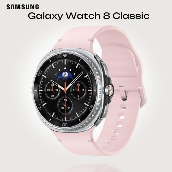 Galaxy Watch 8 Classic | 46 мм | Black | Sport/Pink | S/M, Тип ремешка : Sport, Размер корпуса : 46 мм, Цвет: Black, Цвет ремешка: Pink, Размер ремешка : S/M, Подключение часов : Bluetooth / Wi-Fi