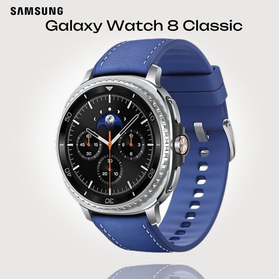 Galaxy Watch 8 Classic | 46 мм | 4G LTE | Black | Hybrid/Blue | S/M/L, Тип ремешка : Hybrid, Размер корпуса : 46 мм, Цвет: Black, Цвет ремешка: Blue, Размер ремешка : S/M/L, Подключение часов : Bluetooth / Wi-Fi + 4G LTE